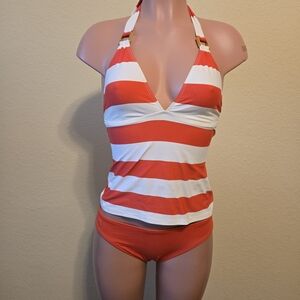 Ralph Lauren Pink Swim Top with Orange Trim
